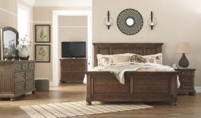 Signature Design by Ashley® B719/31/36/58/56/97 Flynnter - Medium Brown - 5 Pc. - Dresser, Mirror, King Panel Bed