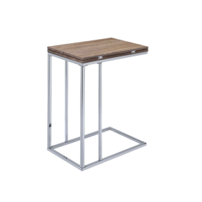 ACME 81849 Danson - Accent Table - Weathered Oak & Chrome