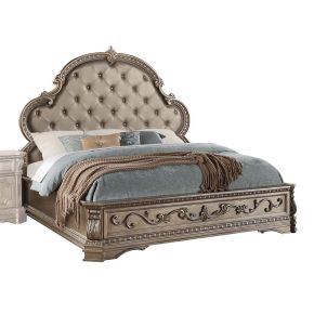 ACME 26927EK Northville - Eastern King Bed - PU & Antique Silver