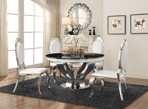 CoasterElevations 107891-S5 Anchorage - 5 Piece Round Stainless Steel Dining Set - Chrome