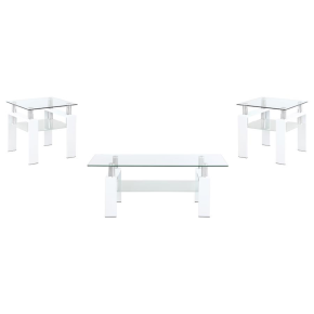 Coaster Fine Furniture 703438-S3 Dyer - 3 Piece Rectangular Coffee And End Table Set - White