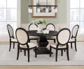 Coaster Fine Furniture 109230-S7 Twyla - 7 Piece Round Wood Dining Room Table Set - Dark Cocoa