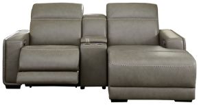 Signature Design by Ashley® U94202S11 Correze - 3-Piece Power Reclining Sectional With RAF Back Chaise - Gray