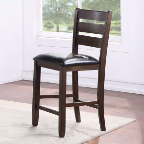 ACME 74633 Urbana - Counter Height Chair (Set of 2) - Black Synthetic Leather & Espresso