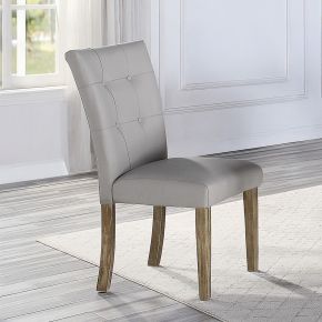 ACME DN00554 Charnell - Side Chair (Set of 2) - Gray Synthetic Leather & Oak