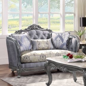 ACME 55346 Ariadne - Loveseat With 3 Pillows - Fabric & Platinum