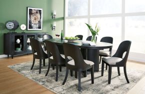 Signature Design by Ashley® D821/25/01(4)/60 Rowanbeck - 10 Pc. - Dining Table, 8 Side Chairs, Server - Black