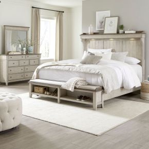 Liberty Furniture 457-BR-CMSDM Ivy Hollow - 3 Piece Bedroom Set (California King Mantle Storage Bed, Dresser & Mirror) - White