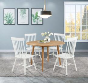 Coaster Fine Furniture 122500-S5W Andrews - 5 Piece Round Dining Table Set - Light Ash And White