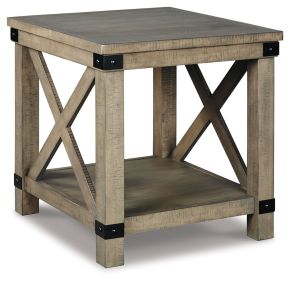 Signature Design by Ashley® T457-3 Aldwin - Rectangular End Table - Crossbuck Styling - Gray