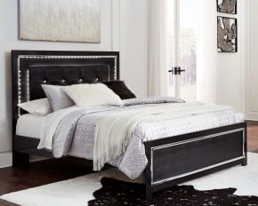 Signature Design by Ashley® B1420/57/54/95/B100-13 Kaydell - Black - Queen Upholstered Panel Bed, Roll Slats