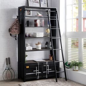 Furniture of America FOA-AC379-PK Dipiloh - Bookcase - Black / Distressed Dark Oak