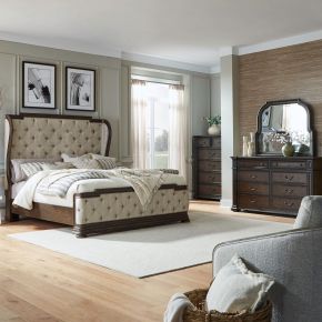 Liberty Furniture 765-BR-QSHDMC Provence Park - 4 Piece Bedroom Set (Queen Shelter Bed, Dresser & Mirror, Chest) - Brown