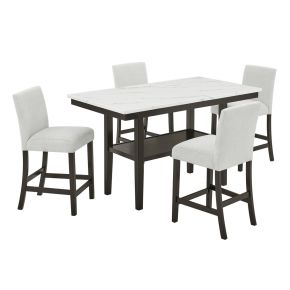 New Classic 45-D422-D4C Carissa - Rectangle Counter Table With 4 Chairs - White