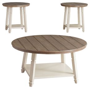 Ashley Furniture T377-13 Bolanbrook - Occasional Table Set (Set of 3) - White / Brown / Beige