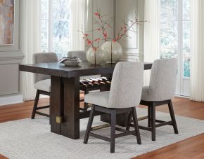 Ashley Furniture D984/32/124(2) Burkhaus - 5 Pc. - Rectangular Counter Table, 4 Barstools - Dark Brown