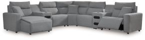 Ashley Furniture 65906S20 Ashley Furniture 65906S20 Modmax II - 7-Piece Power Reclining Sectional With LAF Press Back Power Chaise And Audio Consoles - Salt And Pepper