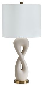Ashley Furniture L236024 Judrich - Poly Table Lamp - White / Gold Finish