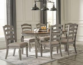 Signature Design by Ashley® D751/35/01(6) Lodenbay - Antique Gray - 7 Pc. - Dining Room Extensiontable, 6 Side Chairs