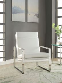 ACME 59782 Rafael - Accent Chair - White Synthetic Leather & Stainless Steel