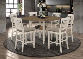 CoasterEssence 192818-S7 Sarasota - 7 Piece Drop Leaf Counter Dining Set - Rustic Cream