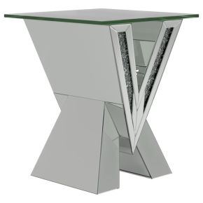 CoasterElevations 723447 Taffeta - Glass Top Mirrored Acrylic End Table - Silver