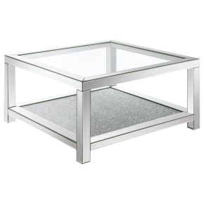 CoasterElevations 736218 Valentina - 1-Shelf Square Glass Top Coffee Table - Silver