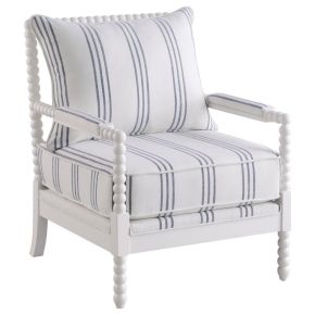 CoasterElevations 903835 Blanchett - Upholstered Bobbin Accent Chair - White And Navy