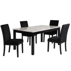 New Classic 40-400-D4C Celeste - Dining Table With 4 Chairs - Black / White