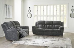 Signature Design by Ashley® 37406/88/94 Frohn - 2 Pc. - Reclining Sofa, Reclining Loveseat With Console - Graphite