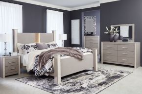 Signature Design by Ashley® B1145/231/36/345/62/64/67/98 Surancha - Gray - 7 Pc. - Dresser, Mirror, Chest, Queen Poster Bed