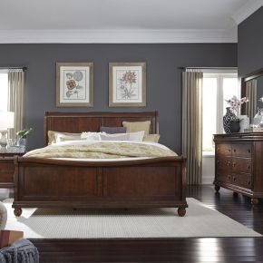 Liberty Furniture 589-BR-KCSDMN Liberty Furniture 589-BR-KCSDMN Rustic Traditions - 4 Piece Bedroom Set (California King Sleigh Bed, Dresser & Mirror, Nightstand) - Rustic Cherry