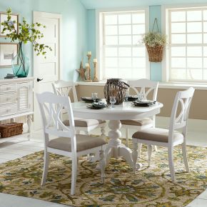 Liberty Furniture 607-CD-5PDS Summer House - 5 Piece Pedestal Table Set - Oyster White