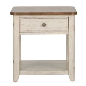 Liberty Furniture 652-OT1020 Farmhouse Reimagined - End Table With Basket - White