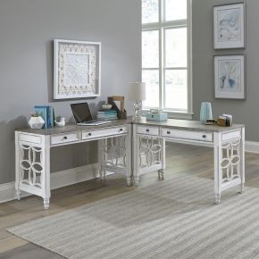 Liberty Furniture 244-HOJ-ALSLD Magnolia Manor - 3 Piece Home Office Set (L Shaped Desk) - White