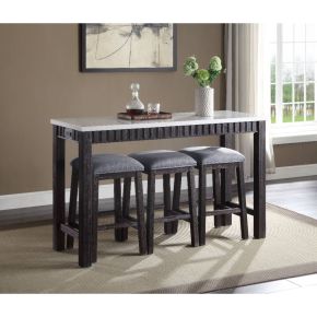 ACME 72930 Necalli - 4 Piece Counter Height Table Set - Marble Top & Weathered Espresso