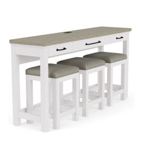 Riverside Furniture 37216 Cora - Workstation (Sofa Table With 3 Stools) - Cloud / Fog