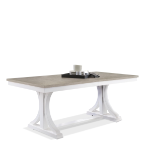 Riverside Furniture 37253 Cora - Trestle Dining Table - Cloud / Fog