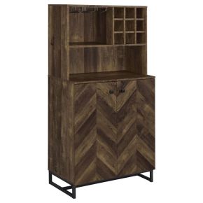 CoasterEveryday 182082 Mendoza - 2 Door Home Bar Cabinet Wine Storage - Rustic Oak