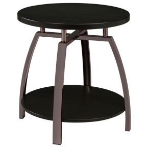 CoasterEssence 722207 Dacre - Round Engineered Wood Top Side End Table - Dark Gray