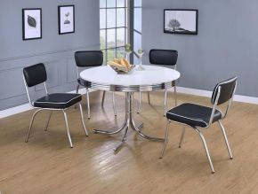 CoasterEveryday 2388-S5 Retro - 5 Piece Round Dining Table Set - White And Black