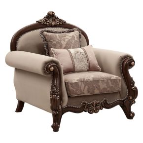 ACME 50692 Mehadi - Chair With 2 Pillows - Velvet & Walnut