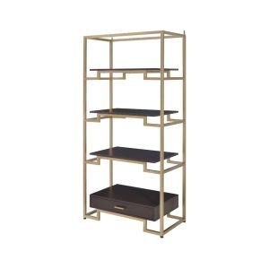 ACME 92787 Yumia - Bookshelf - Gold & Walnut