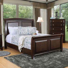 Furniture of America CM7383EK-BED Litchville - Eastern King Bed - Brown Cherry