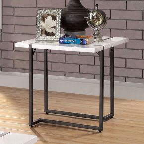 Furniture of America FOA4799E-TABLE Izar - End Table - White / Gun Metal