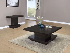 Coaster Fine Furniture 705168-S2 Reston - 2 Piece Square Coffee And End Table Set - Cappuccino