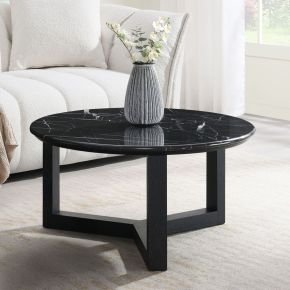 ACME LV03645 Dara - 32" Coffee Table - Natural Marble Top & Black