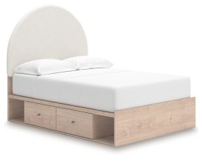 Signature Design by Ashley® PCB1566B5 Arloster - Full Upholstered Panel Bed With Side Storage Unit - Tan / White