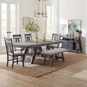 Liberty Furniture 116GY-CD-6RTS Lawson - 6 Piece Rectangular Table Set - Dark Gray