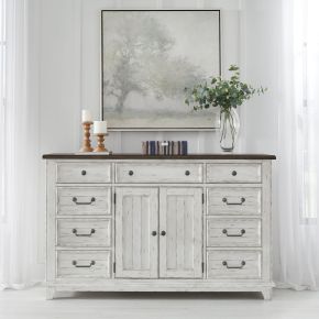 Liberty Furniture 237-BR31 River Place - 2 Door 9 Drawer Dresser - Riverstone White & Tobacco